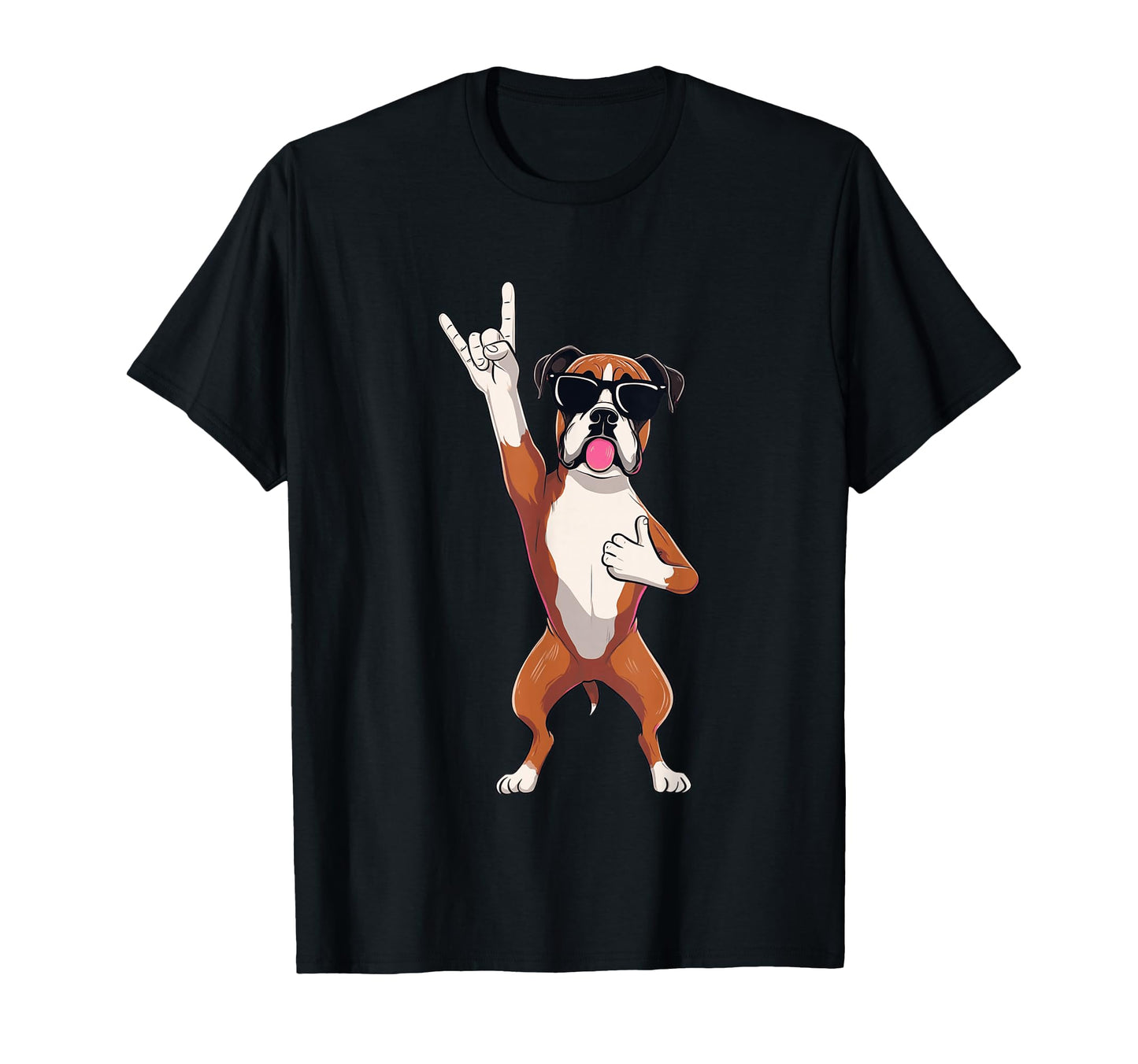 Funny Rock Dog Boxer Breed Illustration T-Shirt - Unique Graphic Unisex - T-Shirt, Sweatshirt, Hoodie