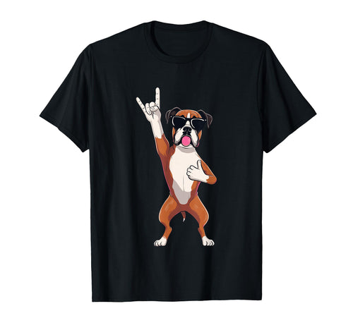 Funny Rock Dog Boxer Breed Illustration T-Shirt - Unique Graphic Unisex - T-Shirt, Sweatshirt, Hoodie