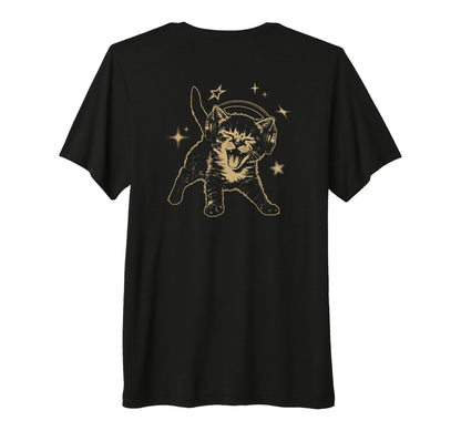 Cat Headphones Stars Grunge 90S Y2K T-Shirt - Novelty Apparel for Adults - T-Shirt, Sweatshirt, Hoodie