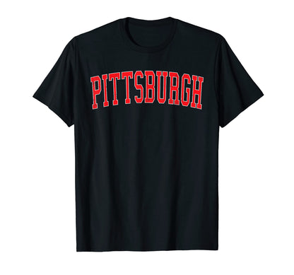 Pittsburgh Pa Varsity Red Text T-Shirt - Casual Everyday Wear Men Women - T-Shirt, Sweatshirt, Hoodie