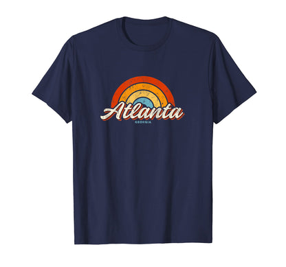 Atlanta Georgia Ga Rainbow 70S T-Shirt - Aesthetic Graphic for Adults - T-Shirt, Sweatshirt, Hoodie