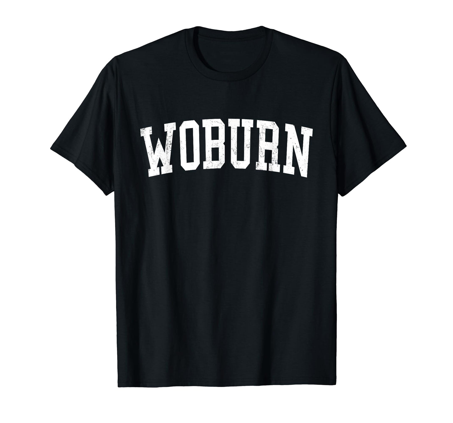 Woburn Ma Distressed White Varsity T-Shirt - Novelty Apparel for Adults - T-Shirt, Sweatshirt, Hoodie