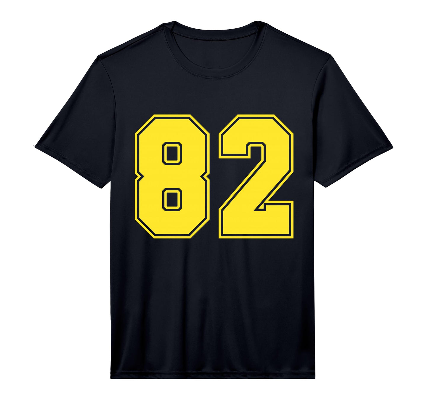 Yellow Sports Team Number 82 Performance T-Shirt - Custom Art Print Unisex - T-Shirt, Sweatshirt, Hoodie