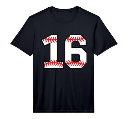 Number 16 Baseball Softball Varsity T-Shirt - Unique Graphic for Adults - T-Shirt, Sweatshirt, Hoodie