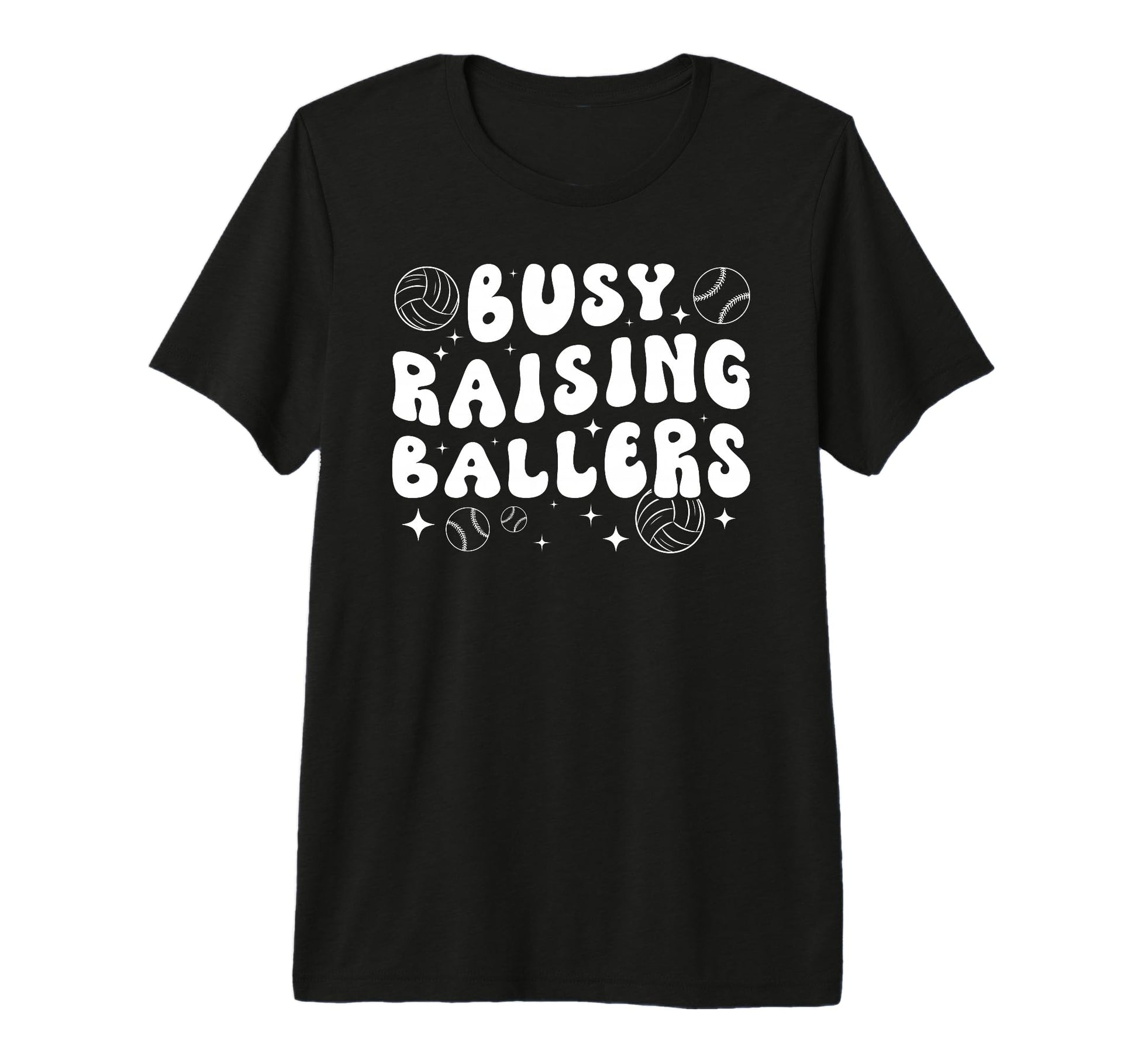 Busy Raising Ballers Volleyball Baseball T-Shirt - Trendy Graphic Unisex - T-Shirt, Sweatshirt, Hoodie
