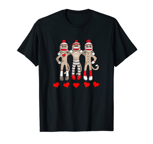Sock Monkey Happy Valentines Day Heart T-Shirt - Unique Graphic for Adults - T-Shirt, Sweatshirt, Hoodie
