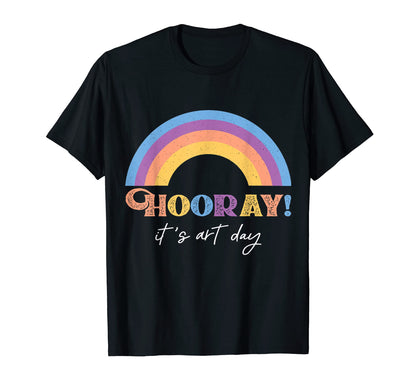 Hooray Its Art Day Rainbow Art Teacher T-Shirt - Minimalist Print Men Women - T-Shirt, Sweatshirt, Hoodie