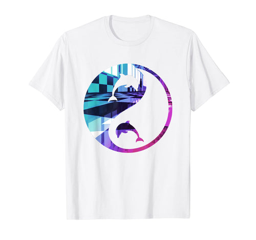Funny Yin Yang Dolphin Vaporwave T-Shirt - Minimalist Print Unisex - T-Shirt, Sweatshirt, Hoodie
