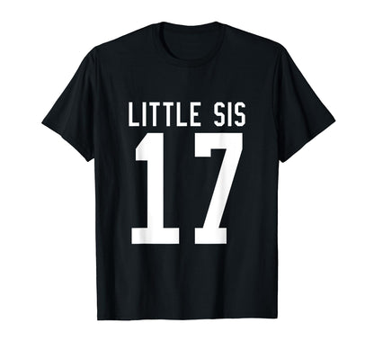 Number 17 Little Sis Biggest Fan T-Shirt - Minimalist Print for Adults - T-Shirt, Sweatshirt, Hoodie