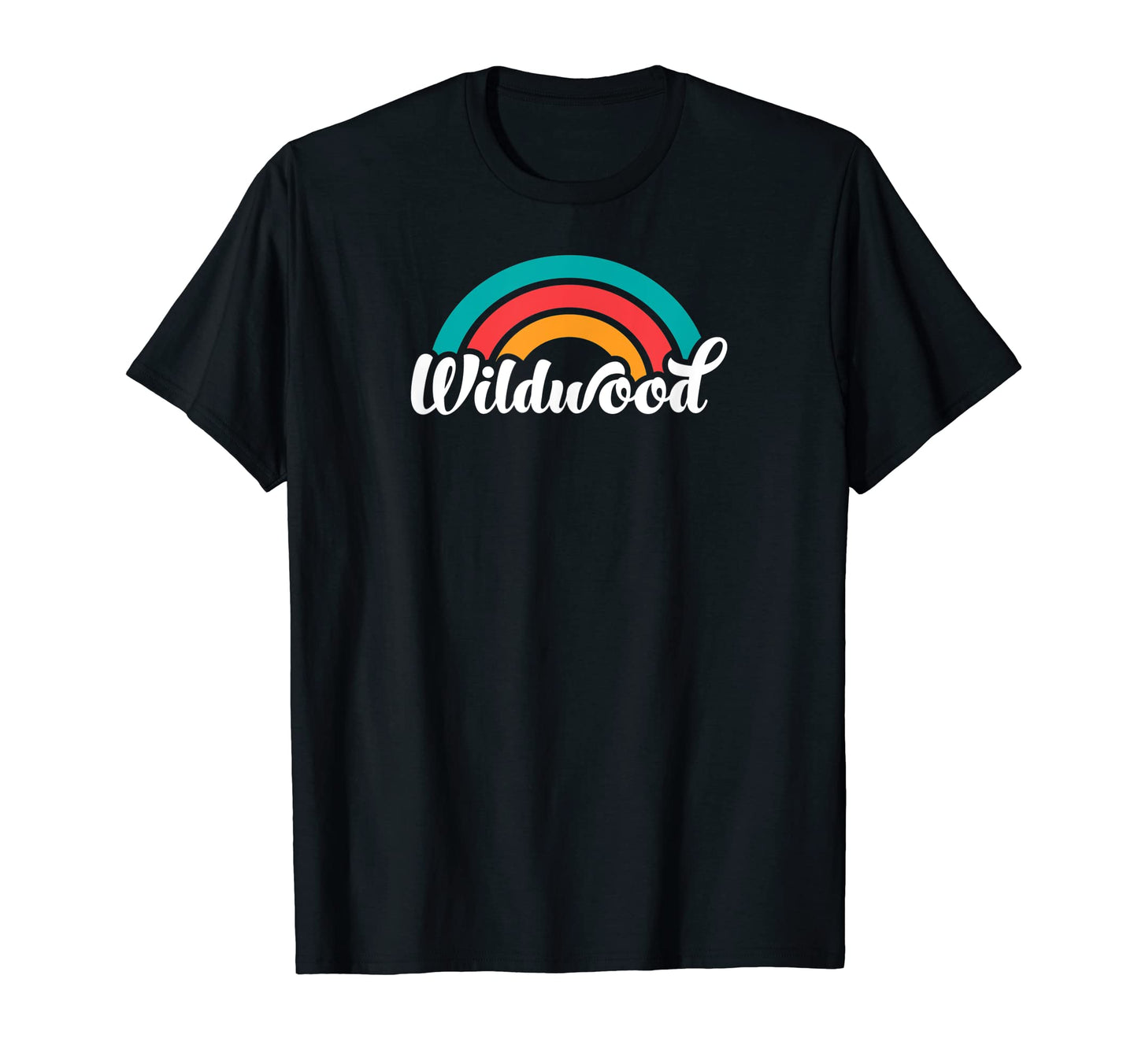 Wildwood Nj Script Rainbow T-Shirt - Minimalist Print Men Women - T-Shirt, Sweatshirt, Hoodie