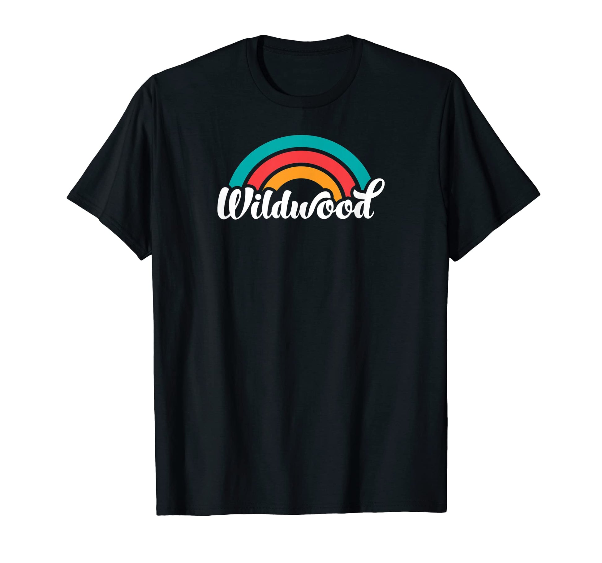 Wildwood Nj Script Rainbow T-Shirt - Minimalist Print Men Women - T-Shirt, Sweatshirt, Hoodie