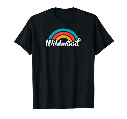 Wildwood Nj Script Rainbow T-Shirt - Minimalist Print Men Women - T-Shirt, Sweatshirt, Hoodie
