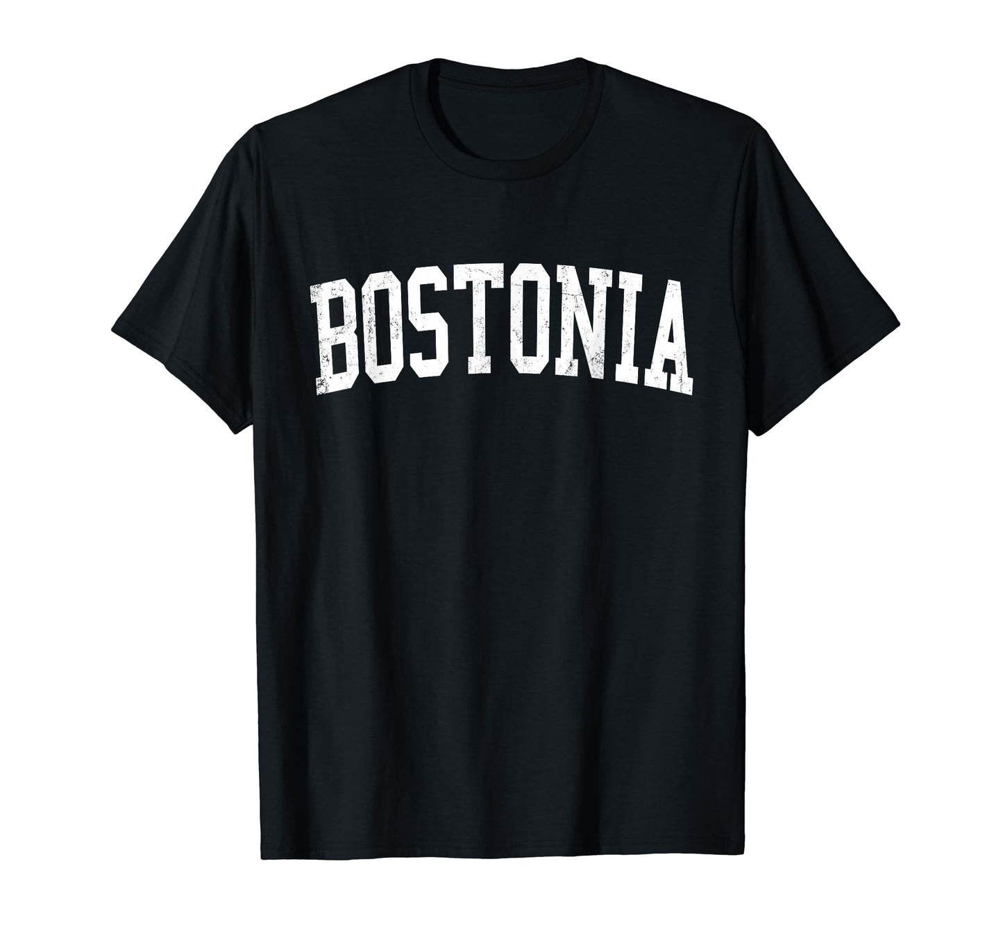 Bostonia Ca Distressed White Varsity T-Shirt - Minimalist Print Men Women - T-Shirt, Sweatshirt, Hoodie