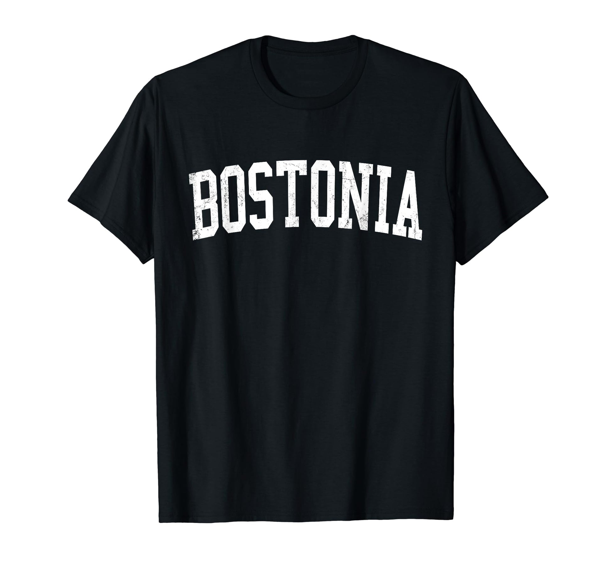 Bostonia Ca Distressed White Varsity T-Shirt - Minimalist Print Men Women - T-Shirt, Sweatshirt, Hoodie