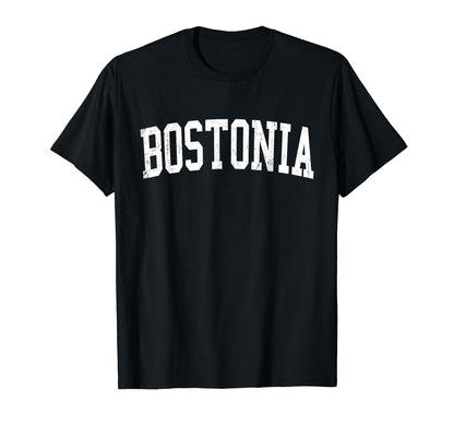 Bostonia Ca Distressed White Varsity T-Shirt - Minimalist Print Men Women - T-Shirt, Sweatshirt, Hoodie