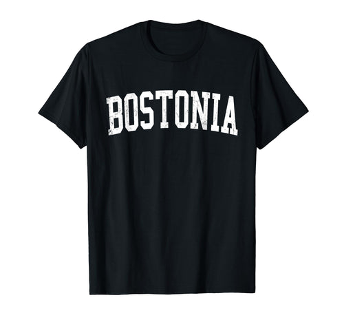 Bostonia Ca Distressed White Varsity T-Shirt - Minimalist Print Men Women - T-Shirt, Sweatshirt, Hoodie