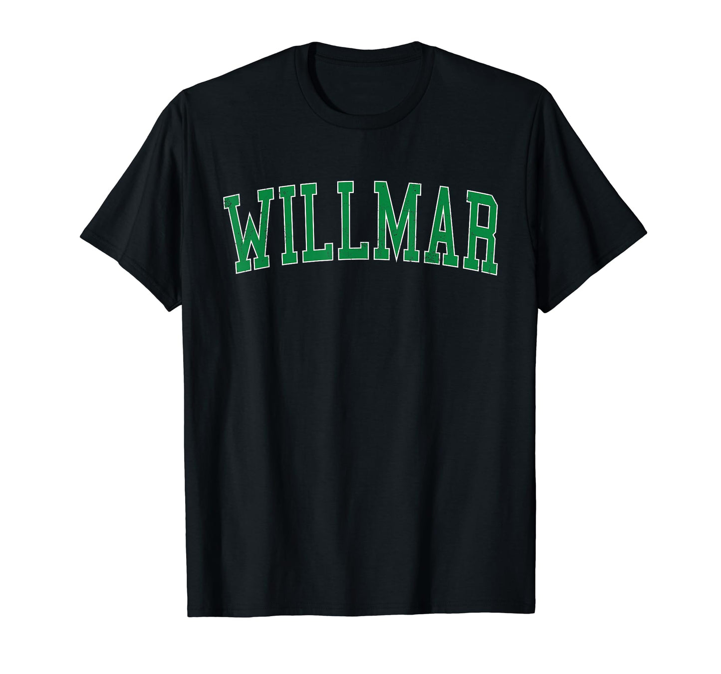 Willmar Mn Distressed Green Varsity T-Shirt - Minimalist Print for Adults - T-Shirt, Sweatshirt, Hoodie