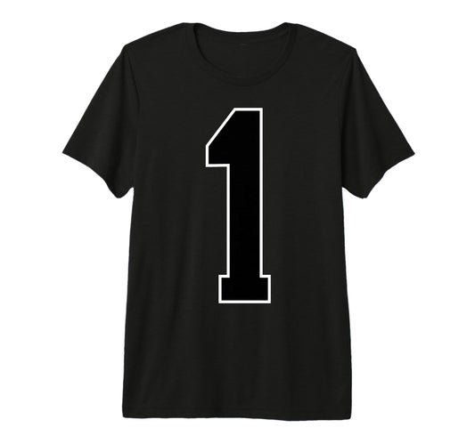 1 Black Sports Team Number Fan Tri T-Shirt - Trendy Graphic for Adults - T-Shirt, Sweatshirt, Hoodie