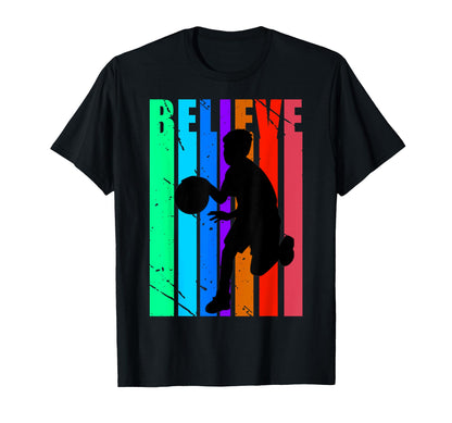 Basketball Birthday Rainbow Colors T-Shirt - Casual Everyday Wear Men Women - T-Shirt, Sweatshirt, Hoodie