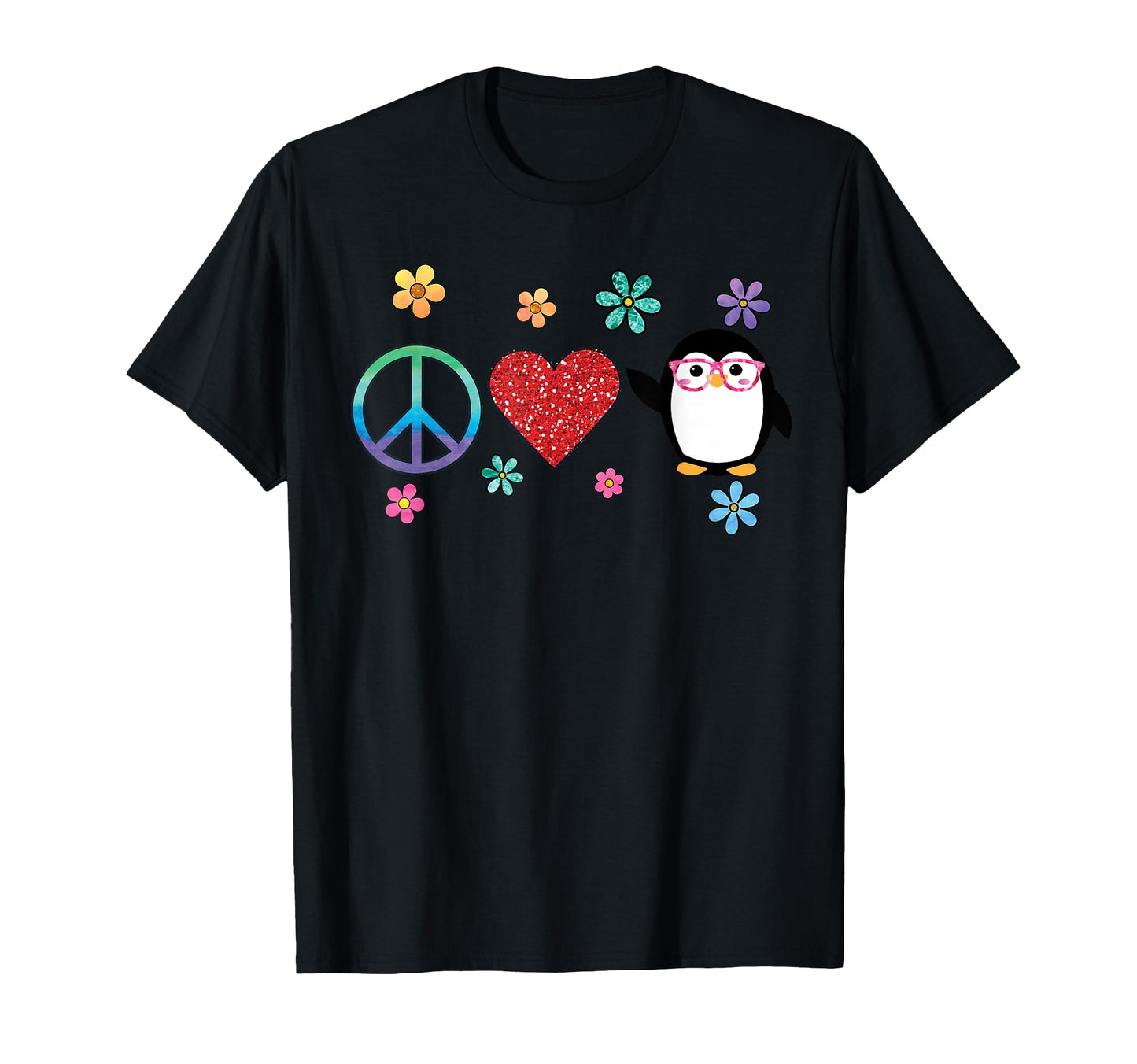 Penguin Peace Love Hippie Glasses Boho T-Shirt - Novelty Apparel Men Women - T-Shirt, Sweatshirt, Hoodie