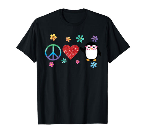 Penguin Peace Love Hippie Glasses Boho T-Shirt - Novelty Apparel Men Women - T-Shirt, Sweatshirt, Hoodie