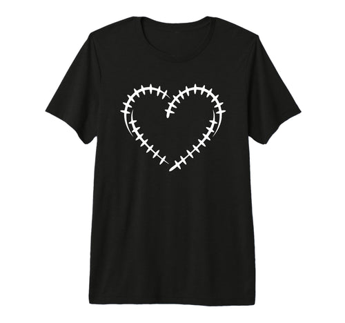 Baseball Football Heart Sports Mom Tri T-Shirt - Unique Graphic for Adults - T-Shirt, Sweatshirt, Hoodie
