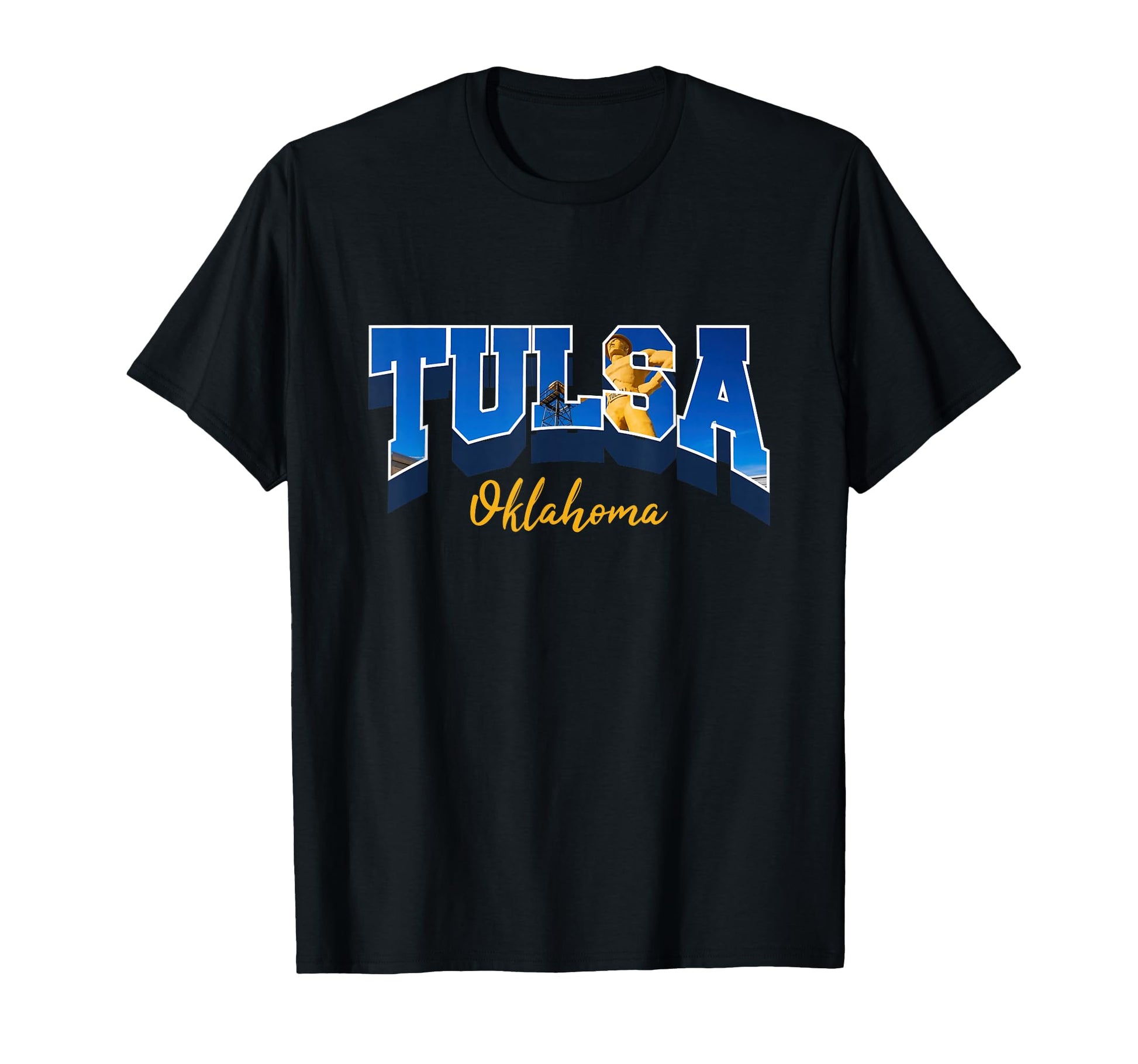 Tulsa Golden Driller Inside Varsity T-Shirt - Custom Art Print Men Women - T-Shirt, Sweatshirt, Hoodie