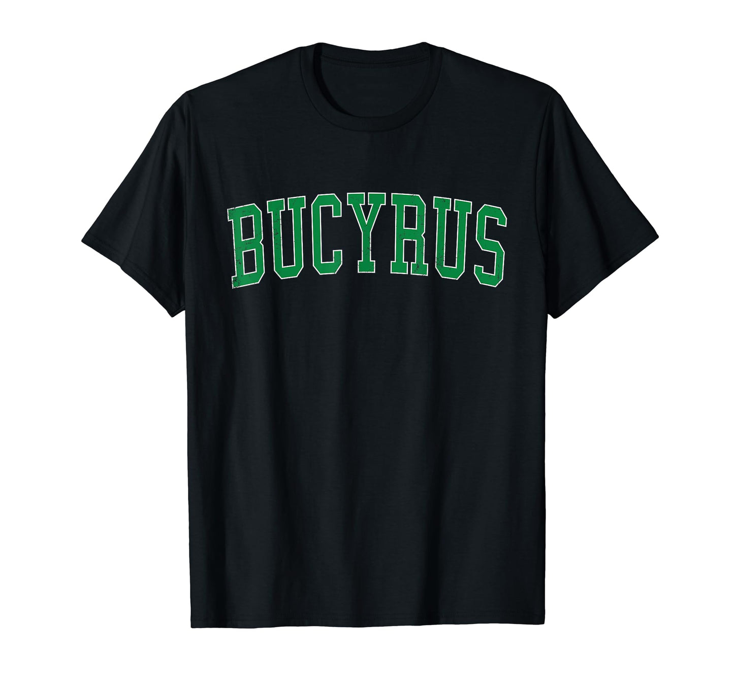 Bucyrus Oh Distressed Green Varsity T-Shirt - Fun Novelty Design for Adults - T-Shirt, Sweatshirt, Hoodie