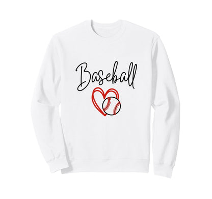 Baseball Mom Heart Sports Mom Sweatshirt - Casual Everyday Wear Unisex - T-Shirt, Sweatshirt, Hoodie