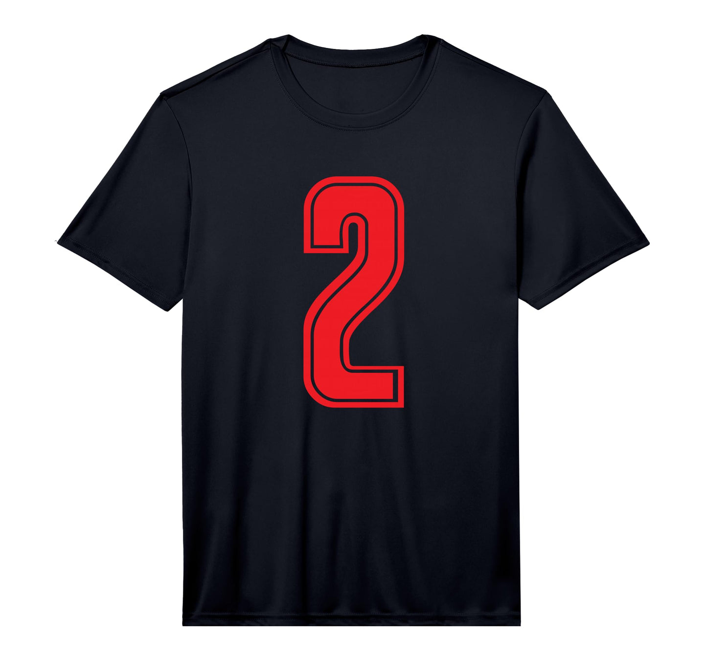 Red Sport Team Number 2 Performance T-Shirt - Minimalist Print for Adults - T-Shirt, Sweatshirt, Hoodie