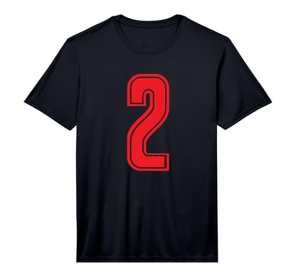 Red Sport Team Number 2 Performance T-Shirt - Minimalist Print for Adults - T-Shirt, Sweatshirt, Hoodie