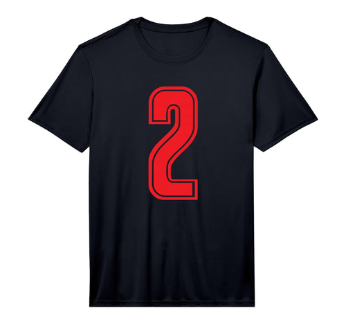 Red Sport Team Number 2 Performance T-Shirt - Minimalist Print for Adults - T-Shirt, Sweatshirt, Hoodie
