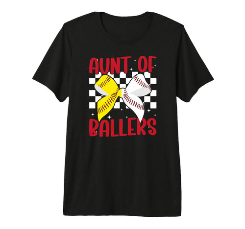 Aunt Ballers Coquette Baseball Softball T-Shirt - Custom Art Print Unisex - T-Shirt, Sweatshirt, Hoodie