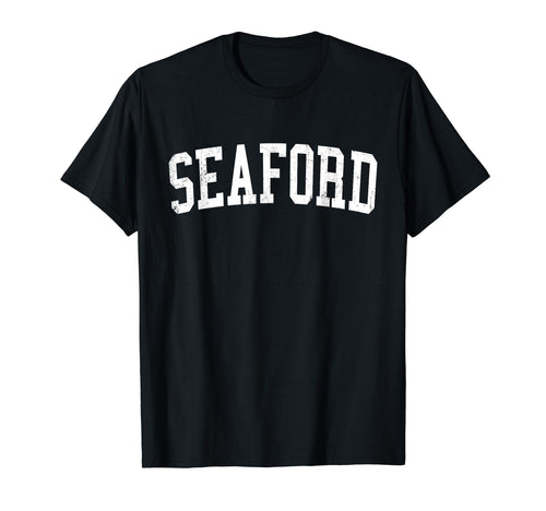 Seaford Ny Distressed White Varsity T-Shirt - Custom Art Print for Adults - T-Shirt, Sweatshirt, Hoodie