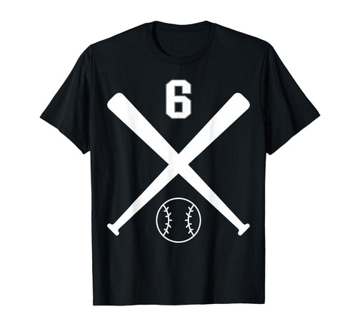 Baseball Softball Number 6 T-Shirt - Unique Graphic Unisex - T-Shirt, Sweatshirt, Hoodie