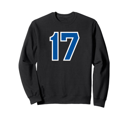 Blue Sports Team Number 17 Sweatshirt - Custom Art Print Unisex - T-Shirt, Sweatshirt, Hoodie