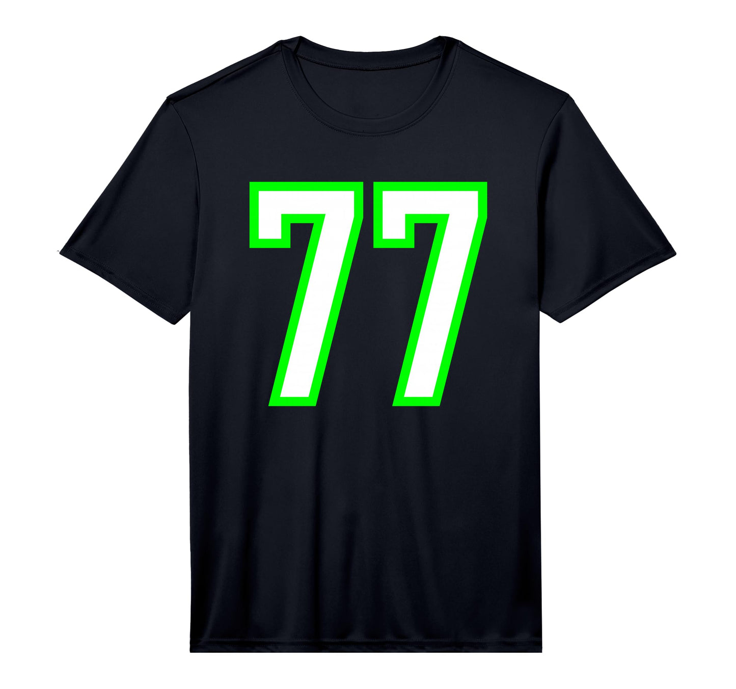 White Lime Sports Team Number 77 T-Shirt - Casual Everyday Wear for Adults - T-Shirt, Sweatshirt, Hoodie