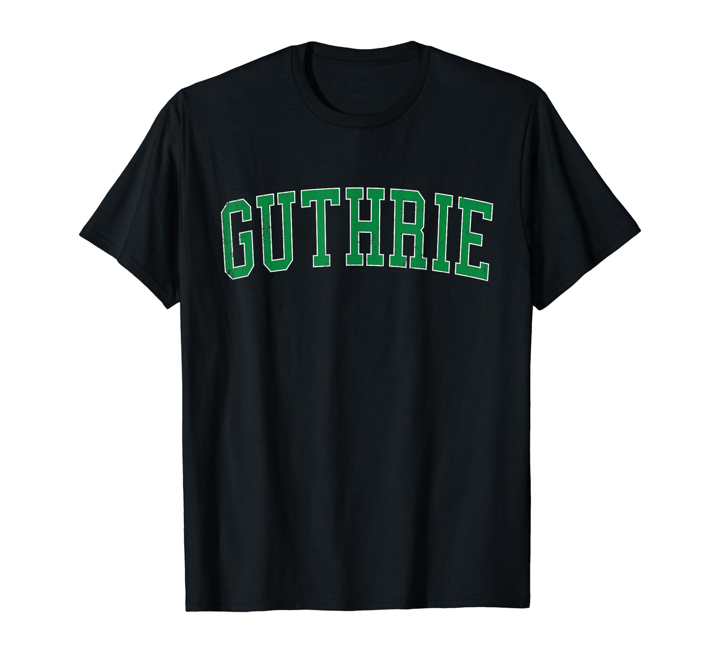 Guthrie Ok Distressed Green Varsity T-Shirt - Minimalist Print for Adults - T-Shirt, Sweatshirt, Hoodie