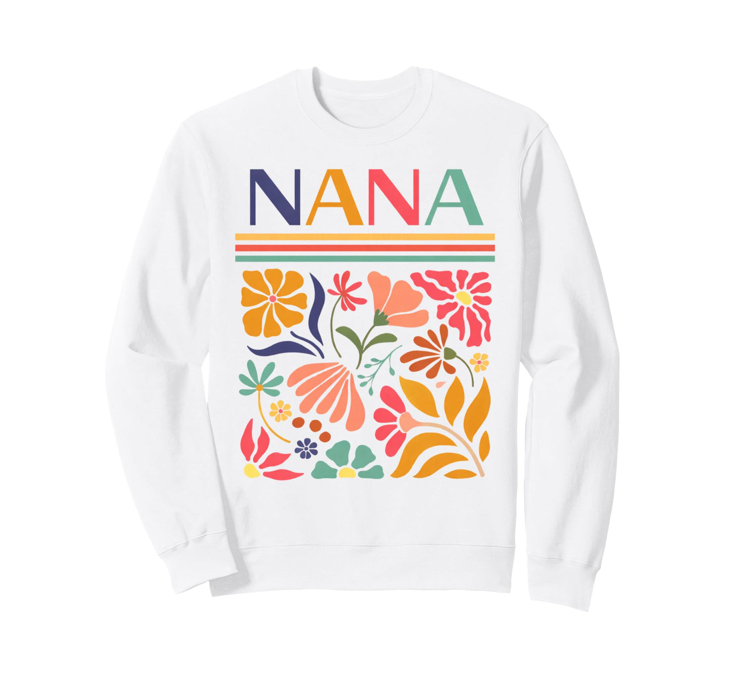 Nana Boho Floral Folk Art Flowers Sweatshirt - Casual Everyday Wear Unisex - T-Shirt, Sweatshirt, Hoodie