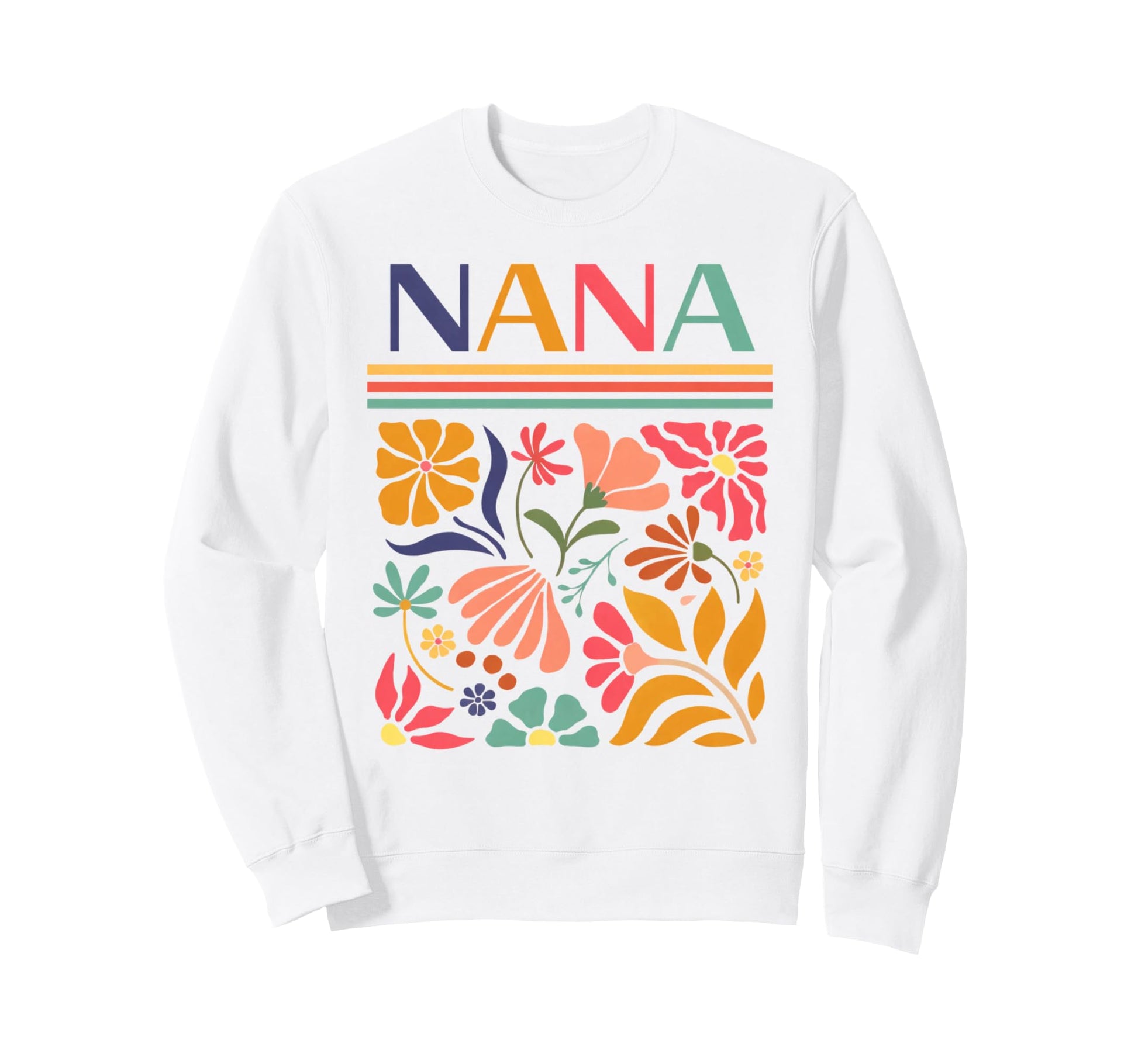 Nana Boho Floral Folk Art Flowers Sweatshirt - Casual Everyday Wear Unisex - T-Shirt, Sweatshirt, Hoodie