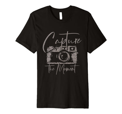 Capture Moment Photography Camera Art T-Shirt - Unique Graphic Men Women - T-Shirt, Sweatshirt, Hoodie