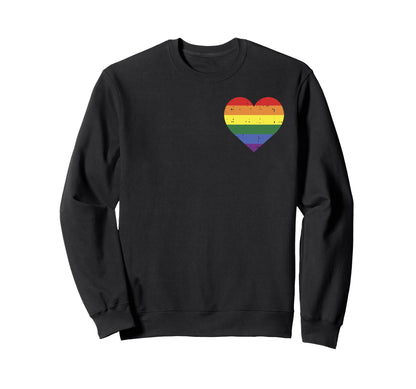 Pocket Rainbow Heart Gay Pride Lgbt Sweatshirt - Minimalist Print Unisex - T-Shirt, Sweatshirt, Hoodie