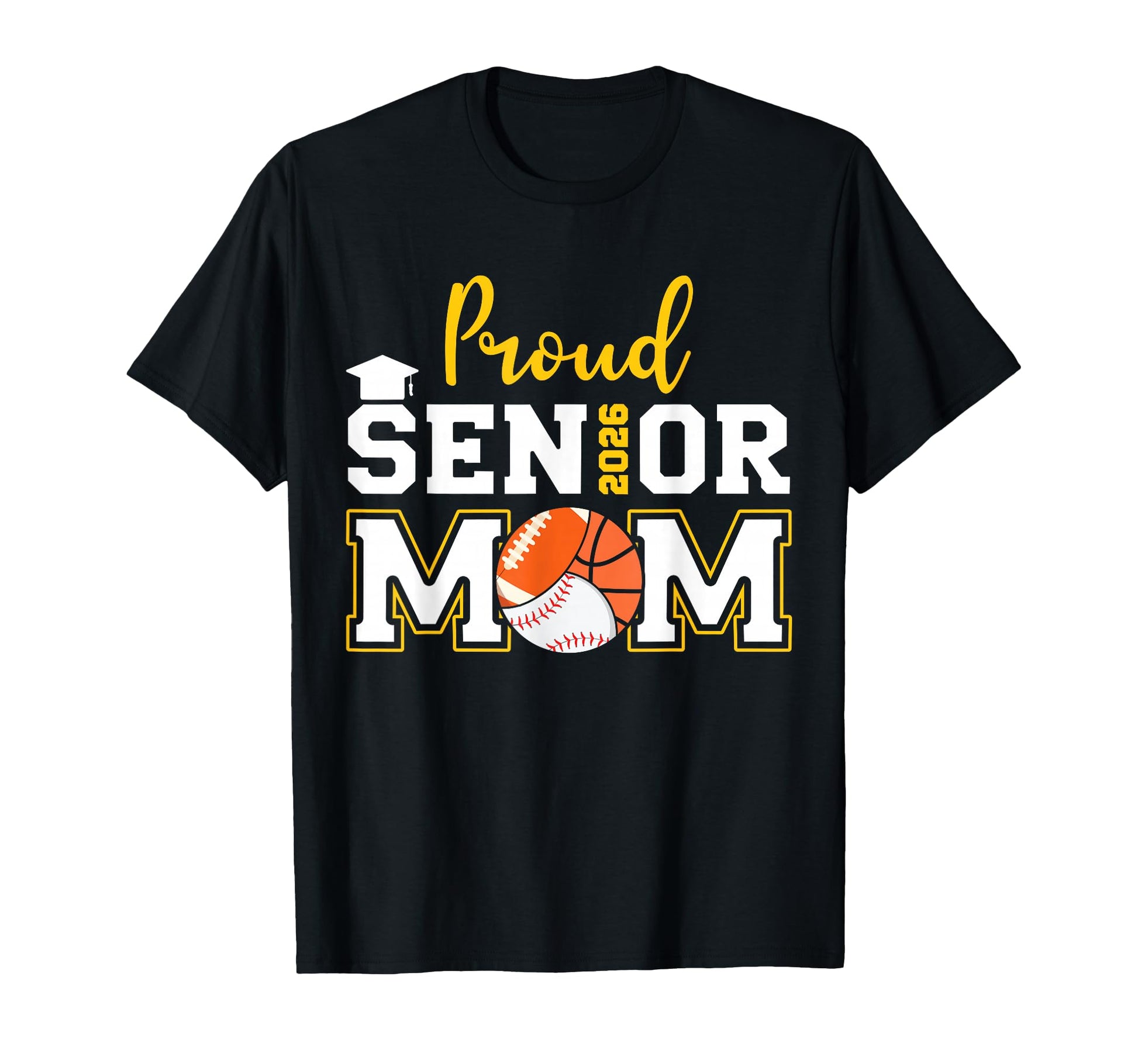 Proud Mom 2026 Senior Baseball T-Shirt - Fun Novelty Design for Adults - T-Shirt, Sweatshirt, Hoodie