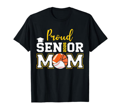 Proud Mom 2026 Senior Baseball T-Shirt - Fun Novelty Design for Adults - T-Shirt, Sweatshirt, Hoodie