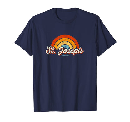 St Joseph Missouri Mo Rainbow 70S T-Shirt - Novelty Apparel Unisex - T-Shirt, Sweatshirt, Hoodie