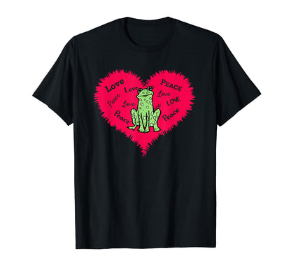 Adorable Peace Love Frogs Peace Love T-Shirt - Novelty Apparel for Adults - T-Shirt, Sweatshirt, Hoodie