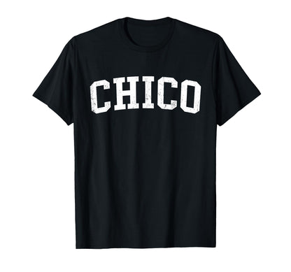 Chico Ca Distressed White Varsity T-Shirt - Trendy Graphic Unisex - T-Shirt, Sweatshirt, Hoodie