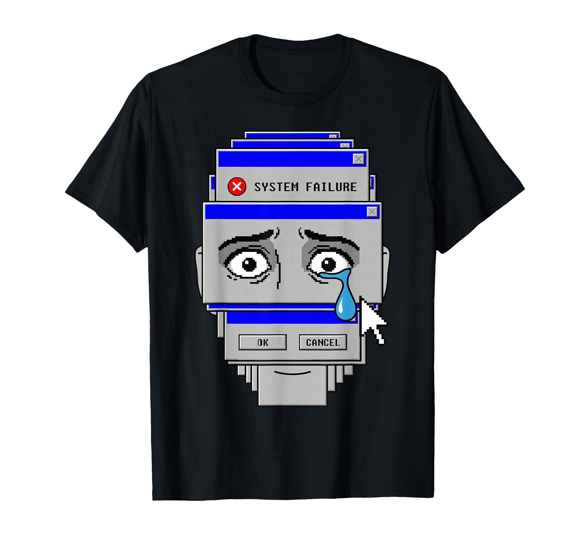 System Failure Crying Face Vaporwave T-Shirt - Minimalist Print Men Women - T-Shirt, Sweatshirt, Hoodie