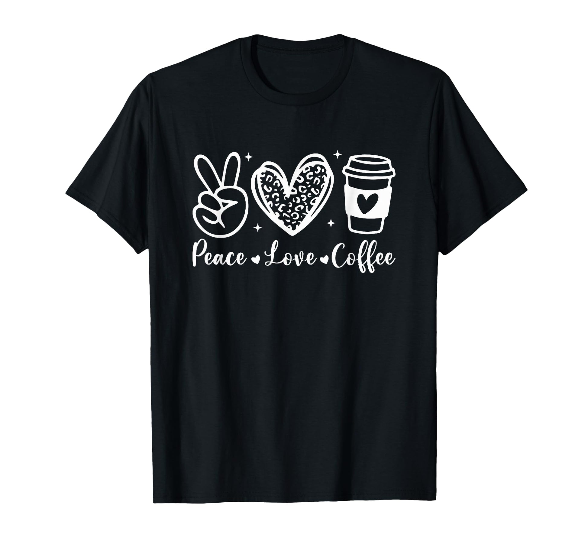 Leopard Peace Love Coffee Lovers T-Shirt - Casual Everyday Wear for Adults - T-Shirt, Sweatshirt, Hoodie