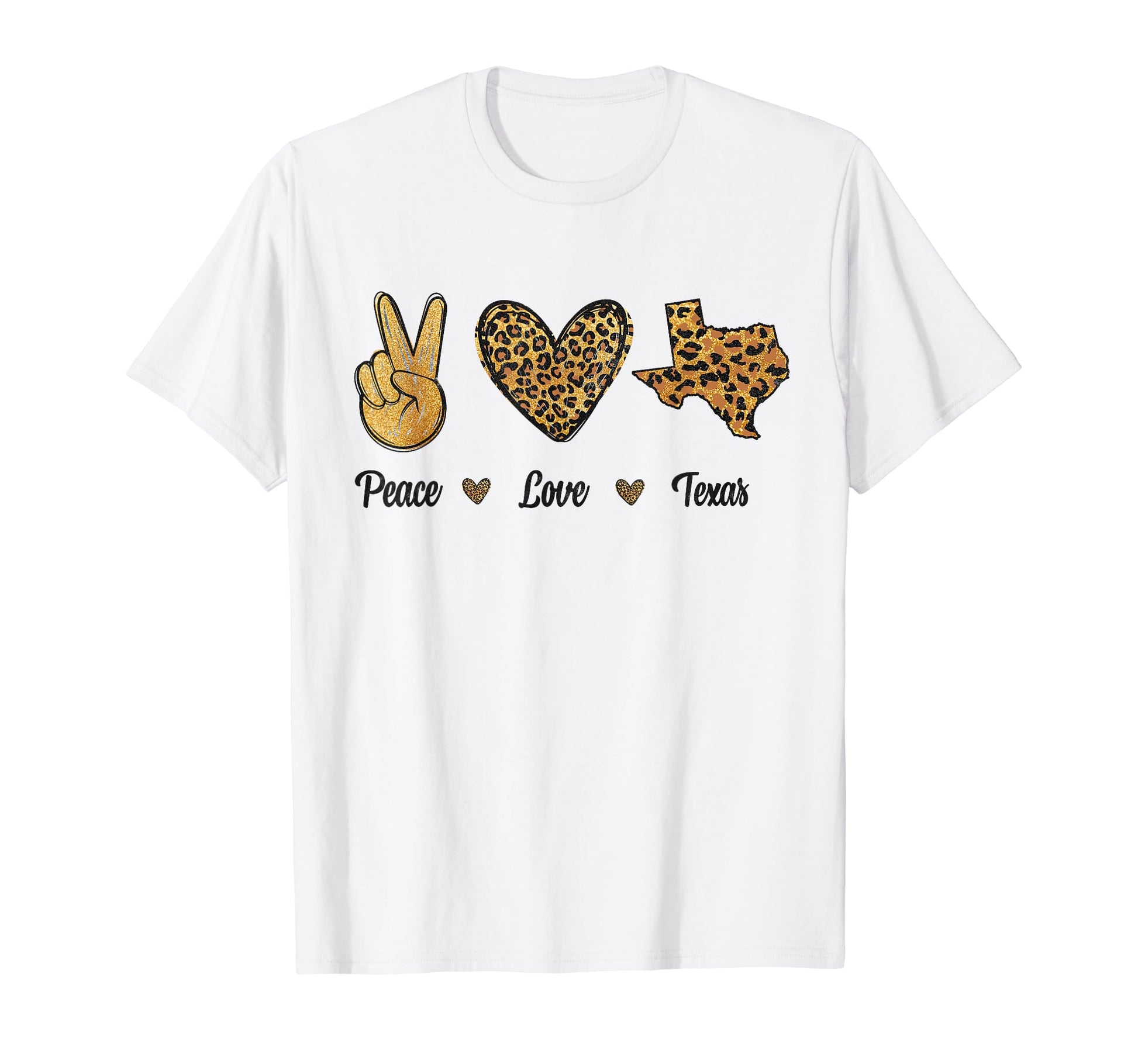 Peace Love Texas Leopard Flag Map T-Shirt - Minimalist Print Unisex - T-Shirt, Sweatshirt, Hoodie
